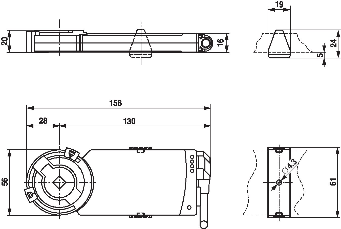 Электропривод Belimo CM24G-SR-F-L (2 Н·м)